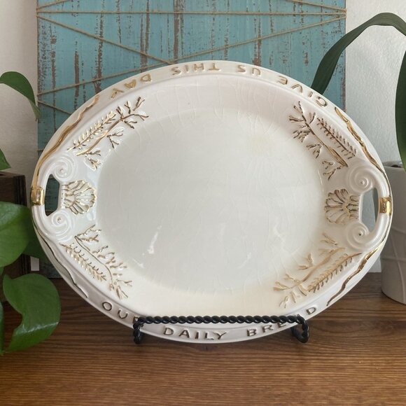 Vintage Give Us This Day Our Daily Bread  Serving Thanksgiving Holiday Platter - Picture 1 of 12
